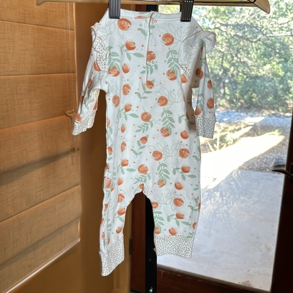 Rabbit + Bear Oranges One Piece Outfit 0-3 Mths Organic Cotton - Picture 7 of 8